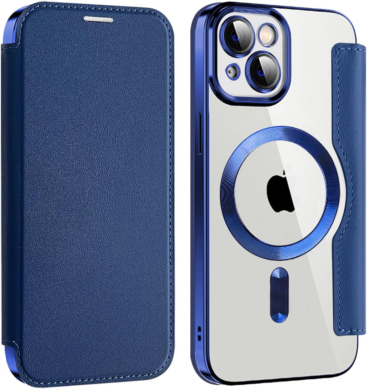 Wallet phone case suitable for iPhone 13 with [Credit Card Holder][RFID Blocking], compatible with magnetic wireless charging Green