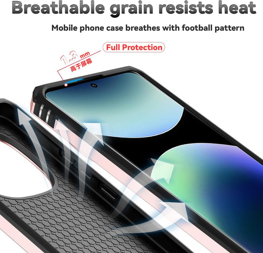Magnetic Car Mount 2 in 1 Phone Case for Xiaomi Redmi Note 14 Pro+ 5G, Military Grade Protective Case, Phone Case Built-in 360° Rotating Ring Bracket Buckle Push Window Lens Protection