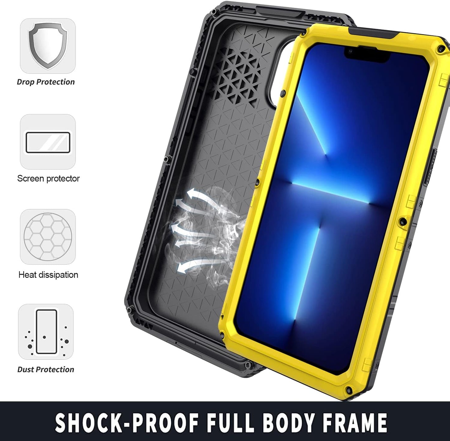 Case for iPhone 13 Pro max, 360° Waterproof IP68 Shockproof Hard Shell Metal Military Heavy Duty Rugged Protective Case for iPhone 13 Pro max Magnetic Wireless Charging Red
