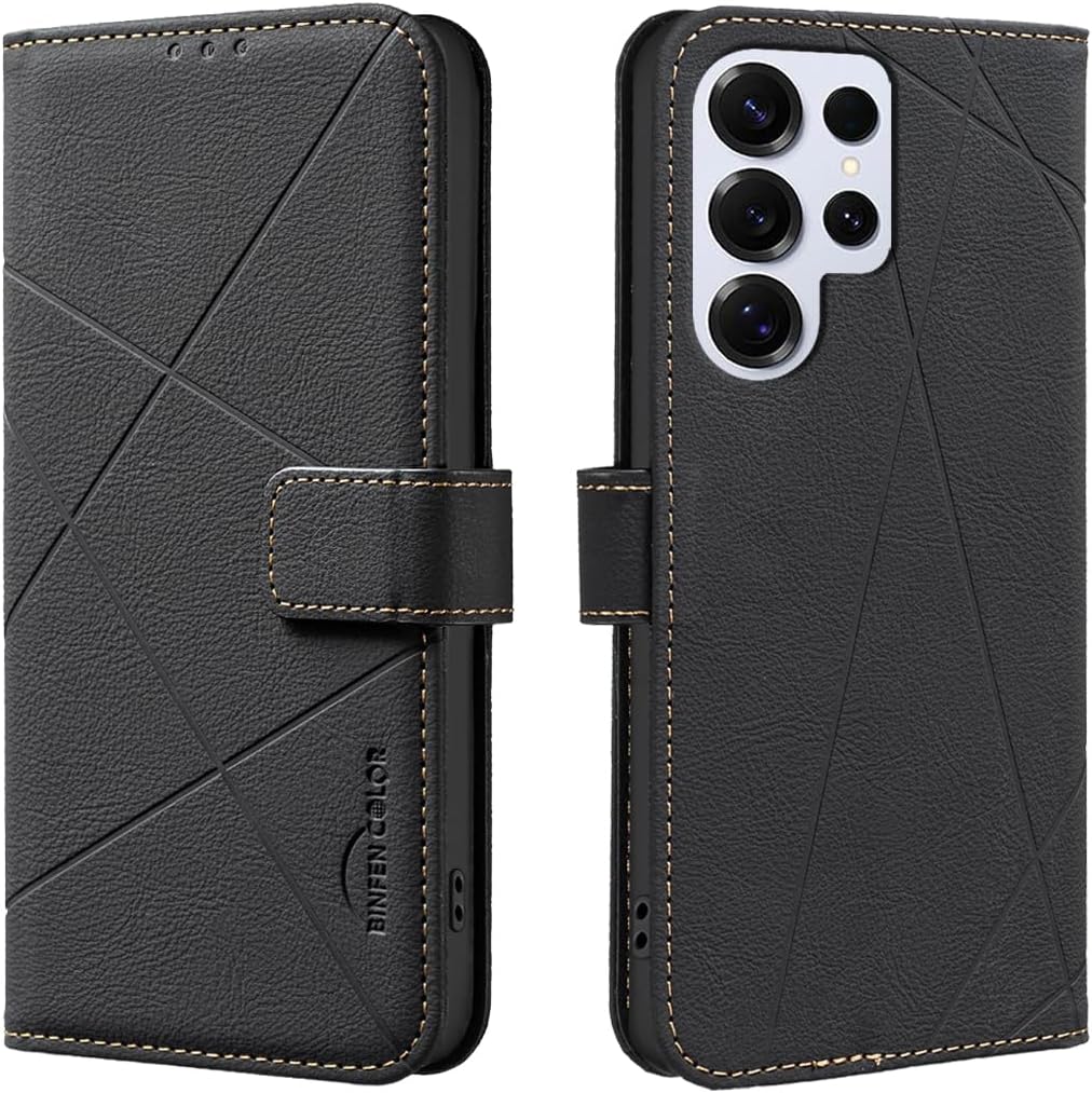iTape Wallet phone case for Samsung Galaxy S25 Ultra, RFID anti-theft wallet, pressed edge leather case flip cover stand Red