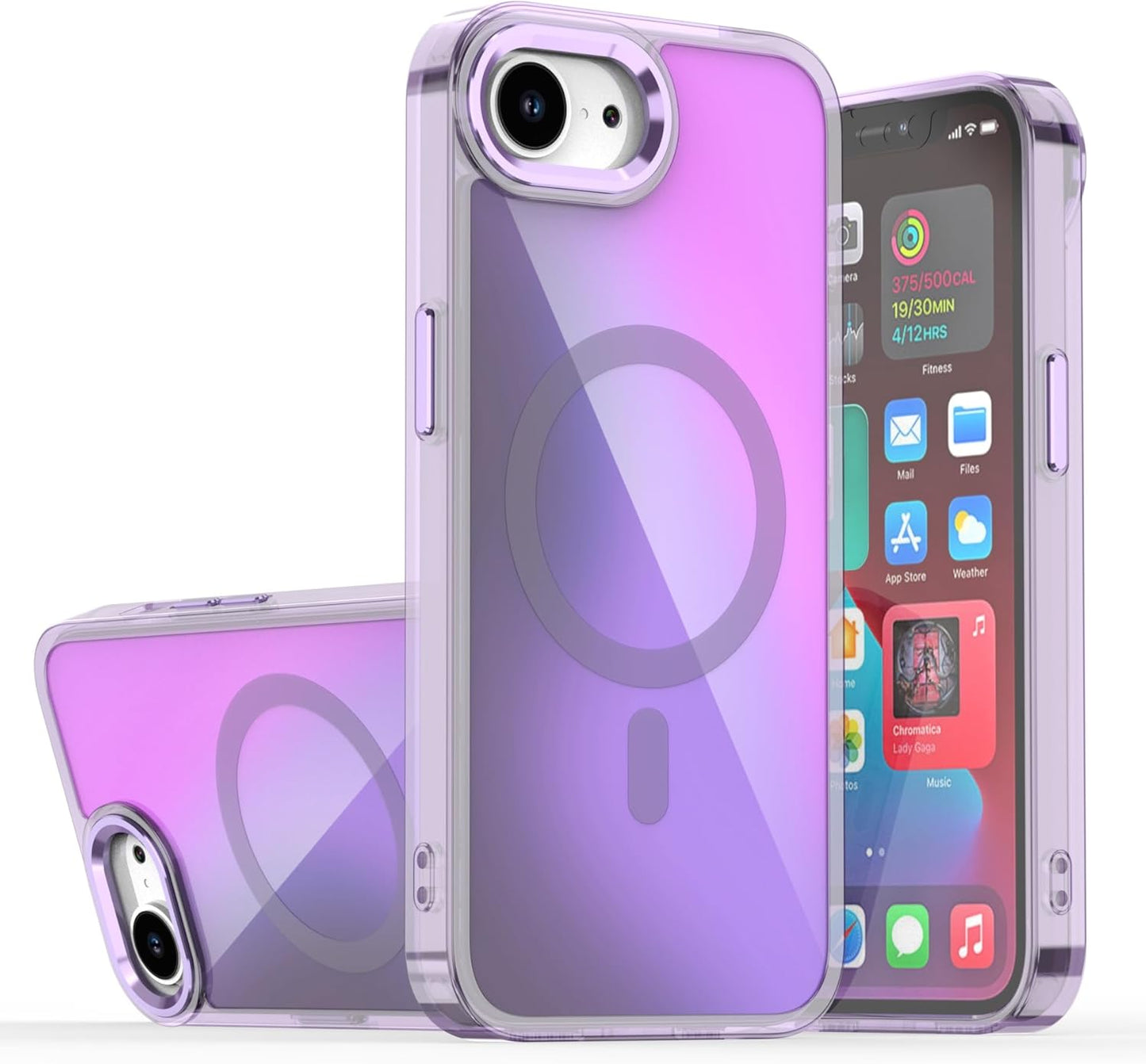 iTape Shiny Color Changing Chameleon Phone Case for iPhone16E, double-layer shockproof airbag anti-fall protective case, supports wireless charging, magnetic phone case White
