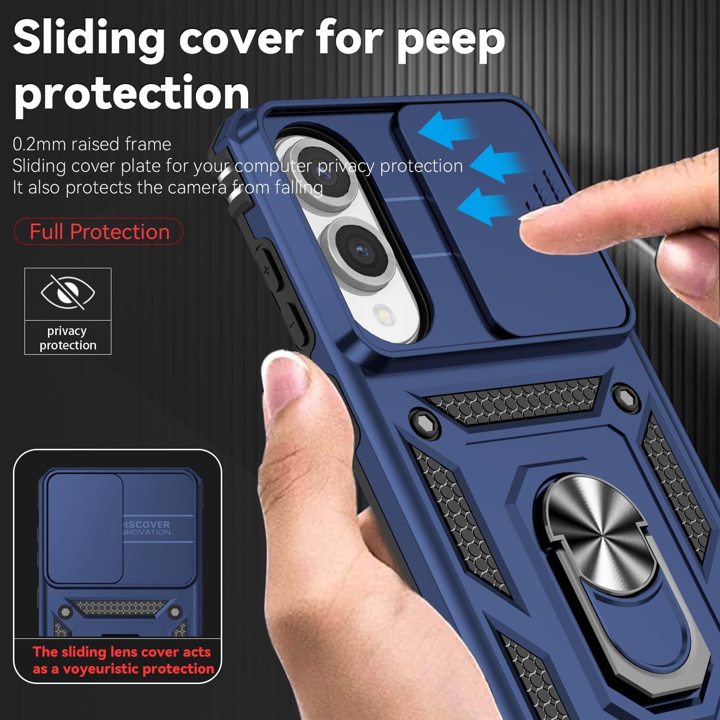iTape Magnetic Car Mount 2 in 1 Phone Case for Samsung Galaxy S25 Edge 5G, Military Grade Protective Case, Phone Case Built-in 360° Rotating Ring Bracket Buckle Push Window Lens Protection Red