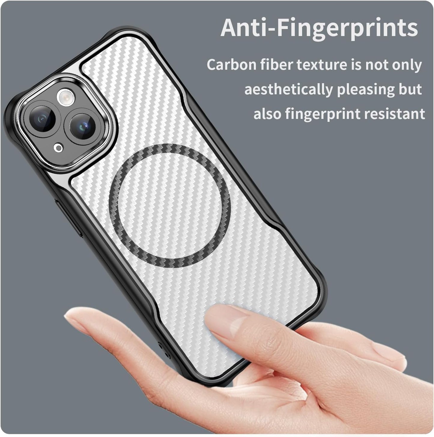 Magnetic carbon fibre case for iPhone 13, support wireless charging, carbon fibre shockproof slim case Purple