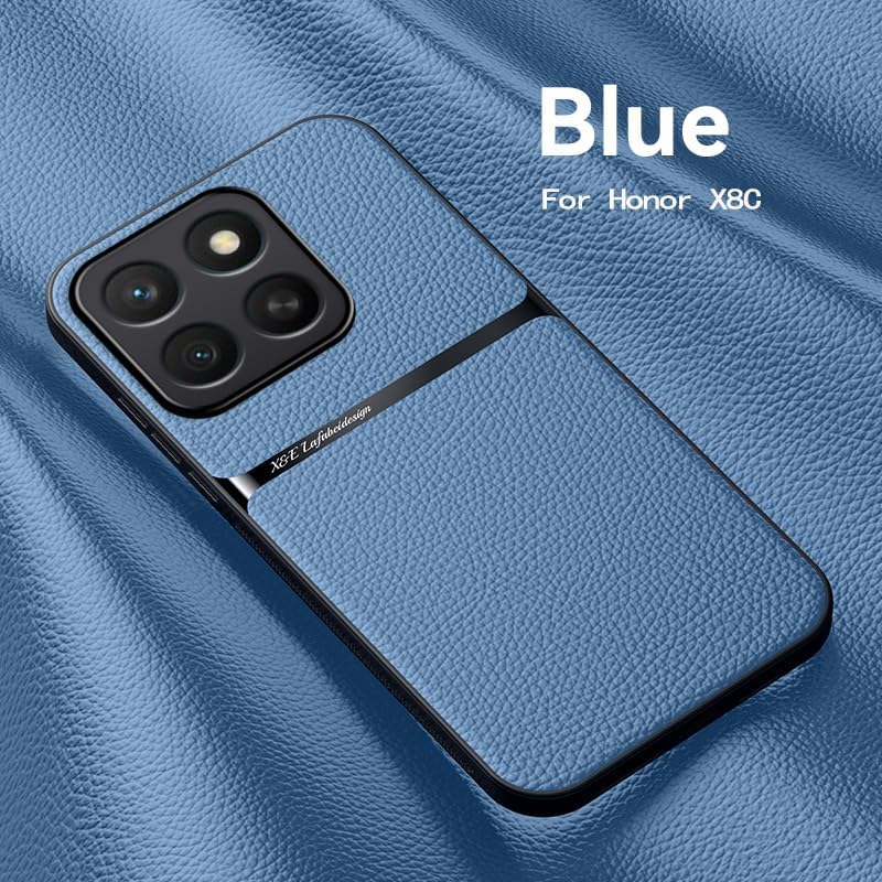 iTape Leather phone case suitable for Honor X8c, soft touch, shockproof, dustproof, anti-slip phone case magnetic car mount Wireless charging navy