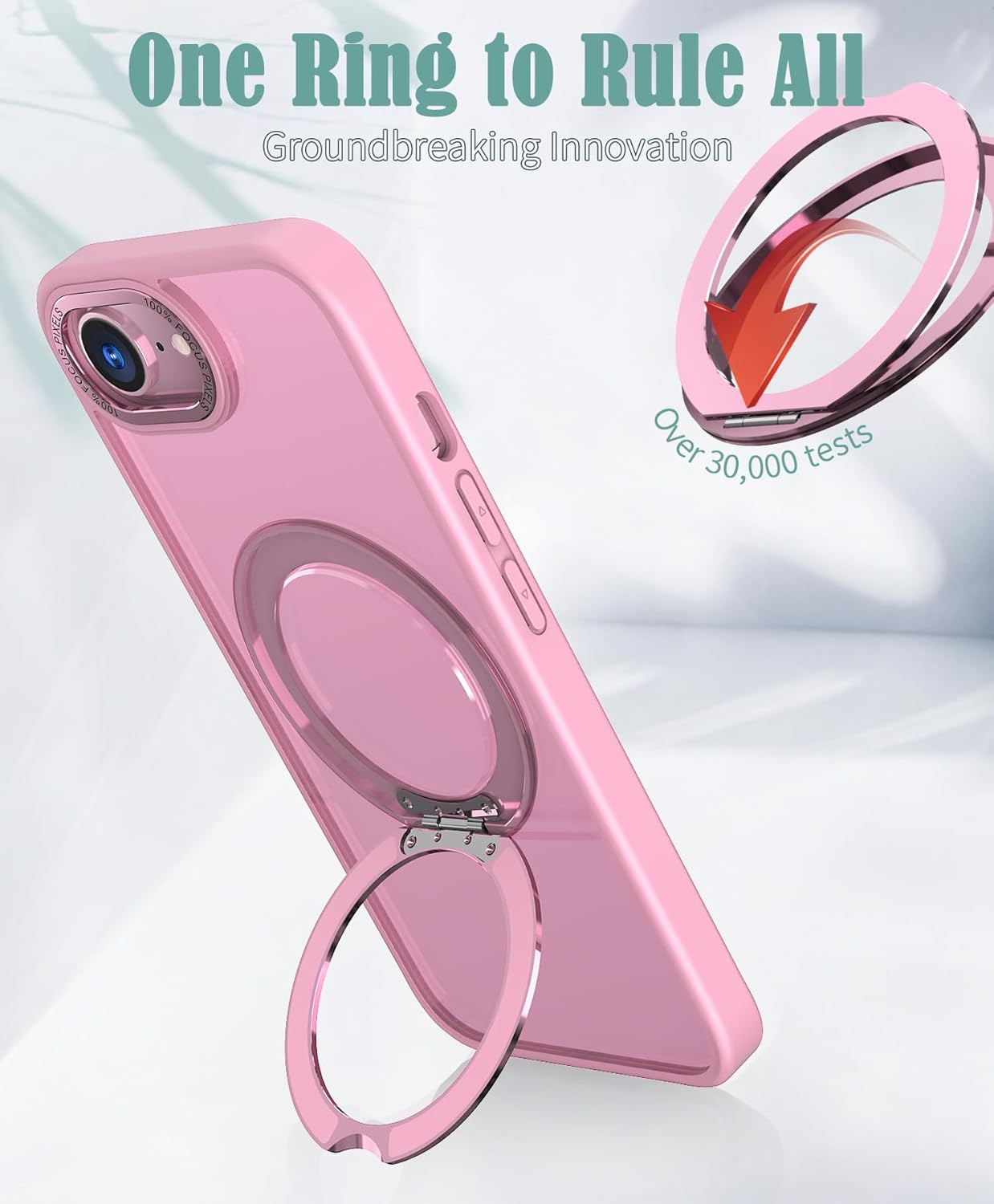 Magnetic phone case for iPhone 16E, 360° rotating bracket supports wireless charging, shockproof ultra-thin shell Gray