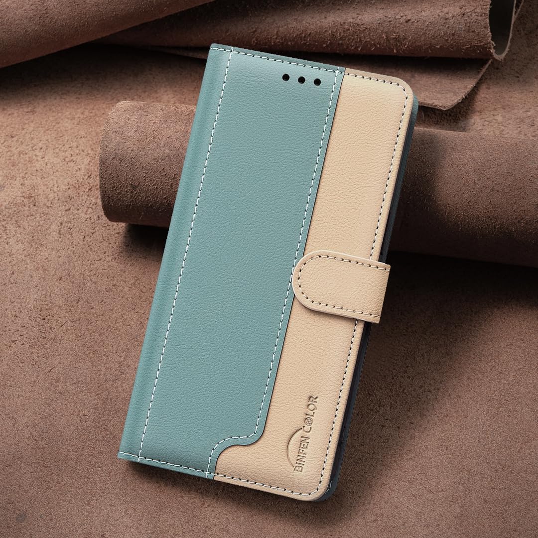 iTape Colorblock Wallet Phone Case for Samsung Galaxy S25 Edge, Wallet Phone Case (RFID Anti-theft Swipe) Flip Stand, Credit Card Slot Wallet Blue