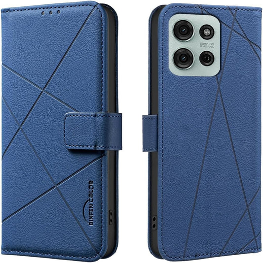 iTape Wallet phone case for Motorola Moto G75, RFID anti-theft wallet, pressed edge leather case flip cover stand Blue