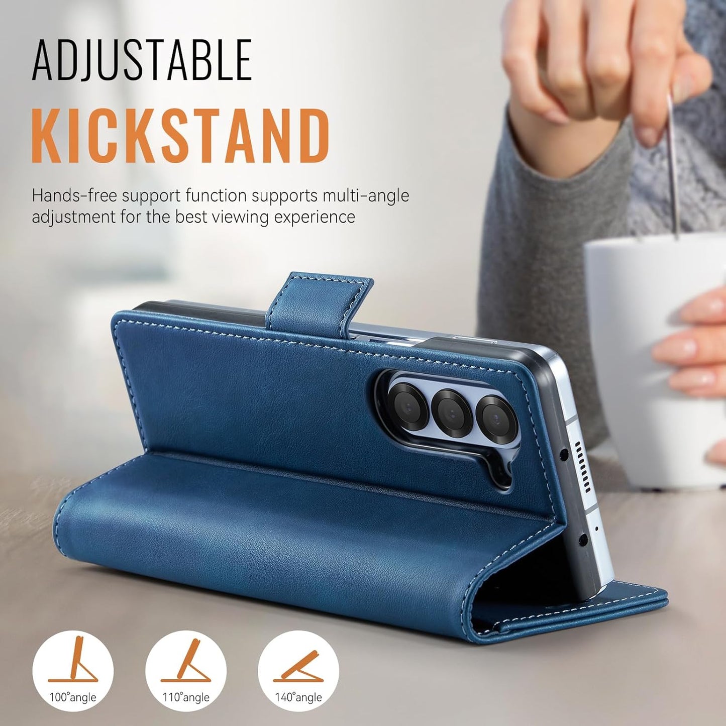 iTape Soft leather wallet case for Samsung Z Fold6, RFID (anti-theft), wallet card slot flip cover stand for Samsung Z Fold6 Support wireless charging Rose Gold