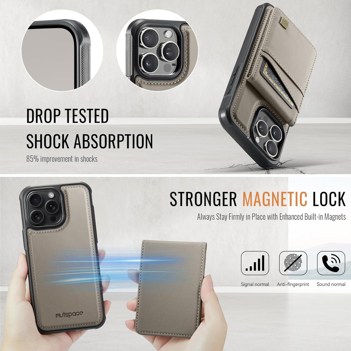 Up and down card holder mobile phone case suitable for iPhone 16 Pro, RFID (anti-theft), supports car magnetic suction function, card slot wallet holder Blue
