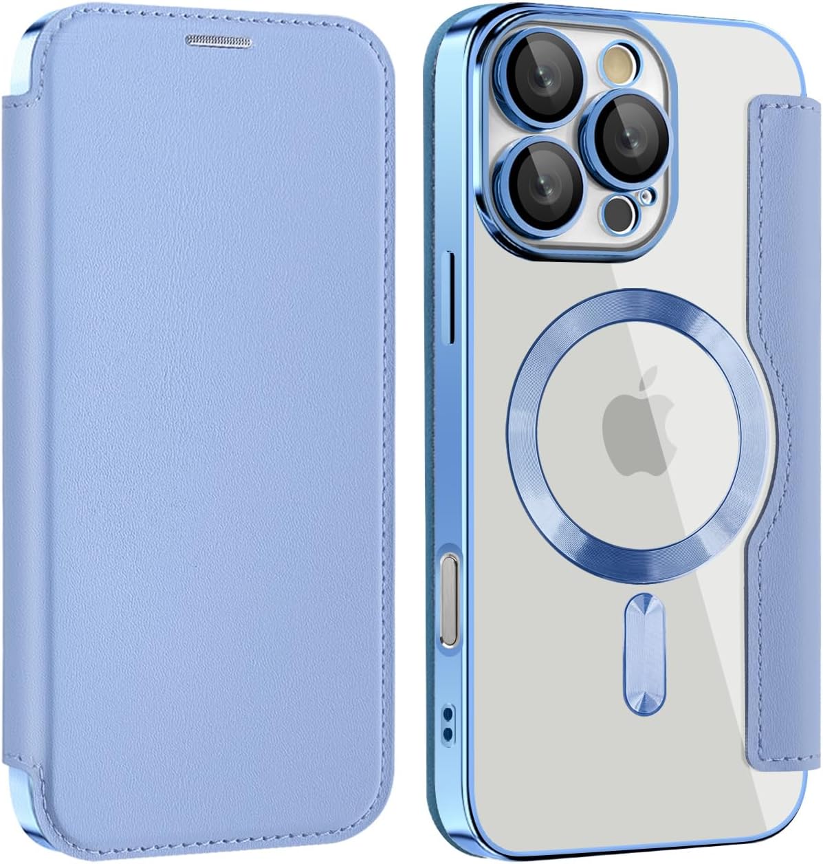 Wallet phone case suitable for iPhone 16 Pro max with [Credit Card Holder][RFID Blocking], compatible with magnetic wireless charging Pink