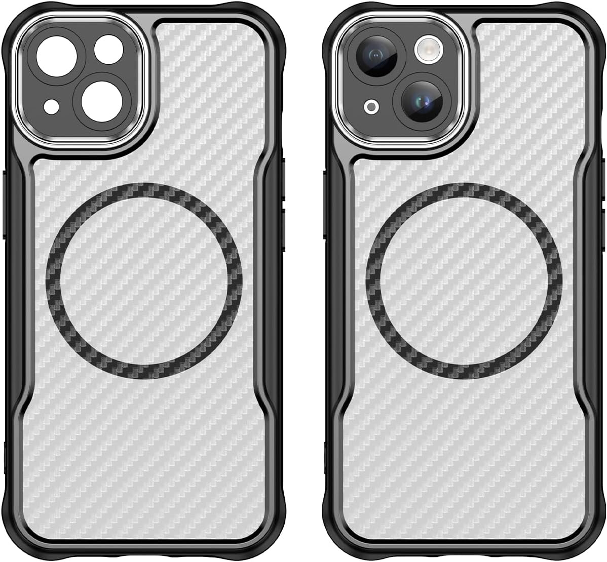 Magnetic carbon fibre case for iPhone 13, support wireless charging, carbon fibre shockproof slim case Purple