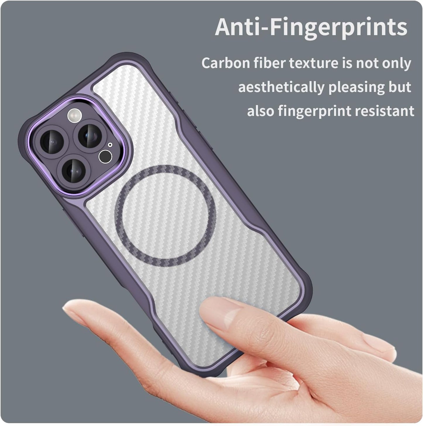 Magnetic carbon fibre case for iPhone 16 Pro max, support wireless charging, carbon fibre shockproof slim case Black