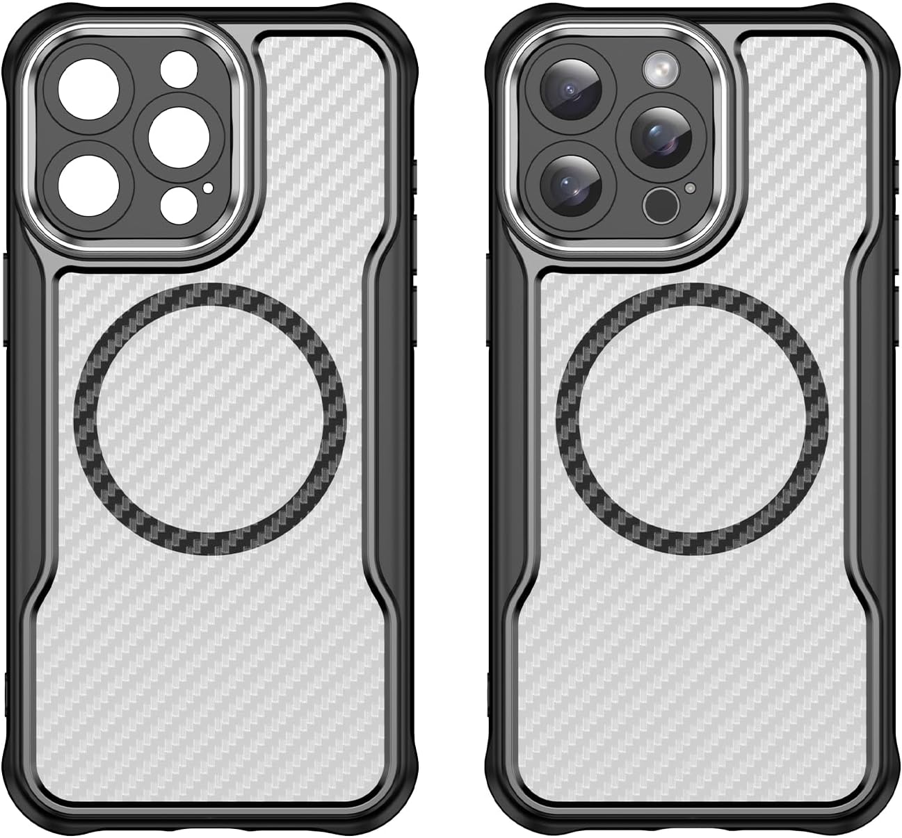 Magnetic carbon fibre case for iPhone 15 Pro max, support wireless charging, carbon fibre shockproof slim case Green