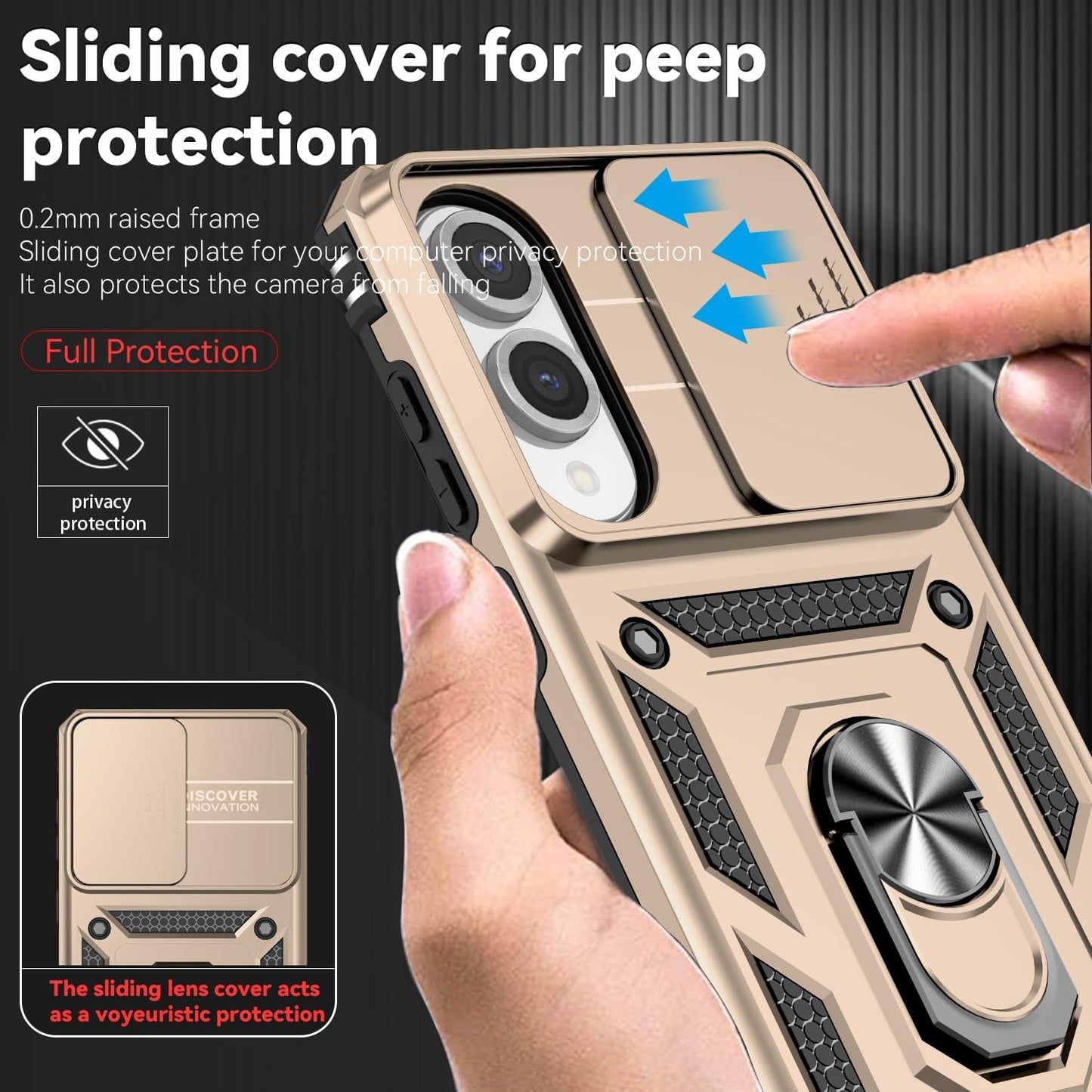 iTape Magnetic Car Mount 2 in 1 Phone Case for Samsung Galaxy S25 Edge 5G, Military Grade Protective Case, Phone Case Built-in 360° Rotating Ring Bracket Buckle Push Window Lens Protection Red