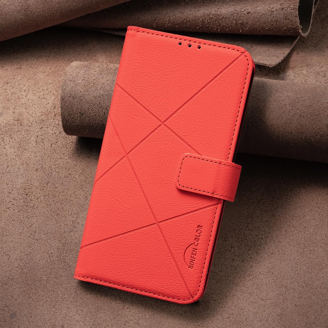iTape Wallet phone case for Samsung Galaxy S25 Ultra, RFID anti-theft wallet, pressed edge leather case flip cover stand Red