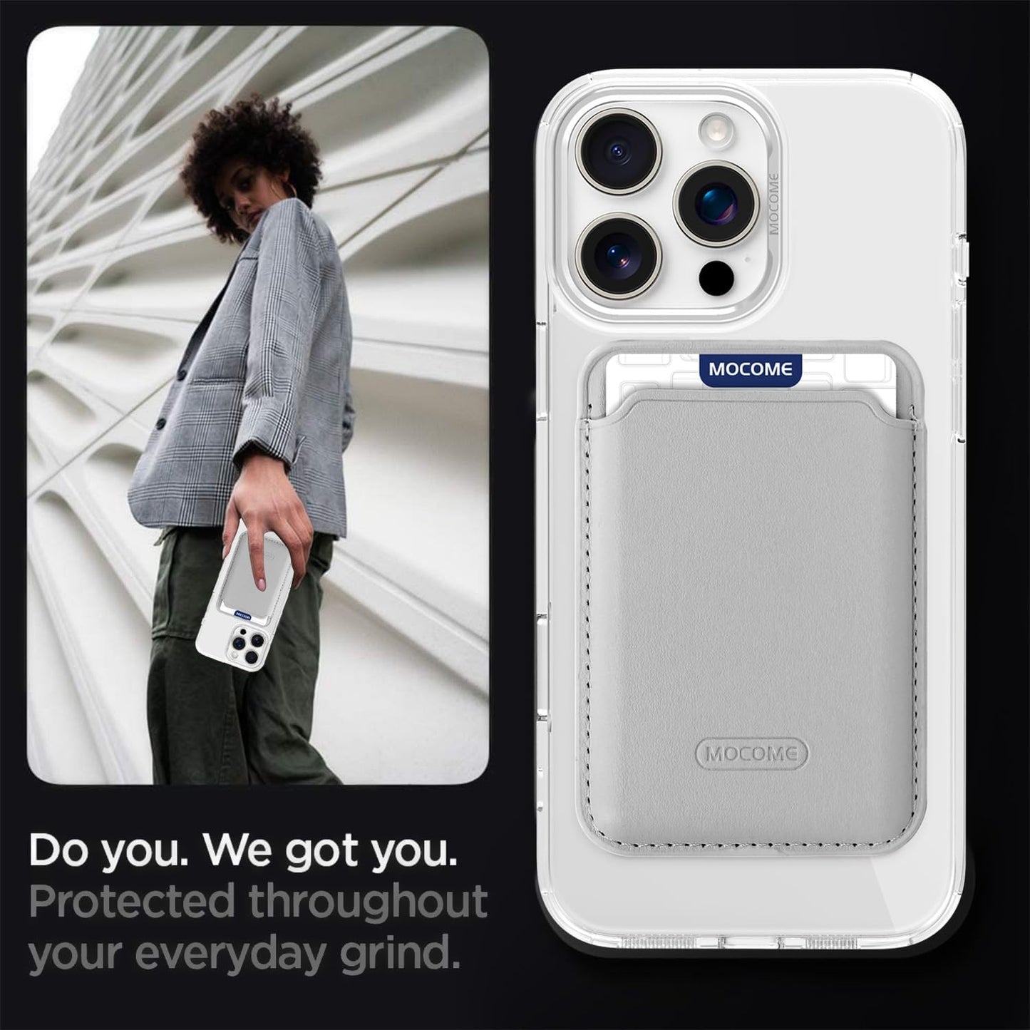 Magnetic transparent phone case for iPhone 16 Pro max, supports wireless charging, military-grade drop-proof, compatible with iPhone 16 Pro max Car magnetic bracket 2 in 1 magnetic card holder