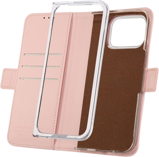 iTape Folding Magnetic Leather Case for Google Pixel 9 Pro Fold, RFID Anti-theft Wallet Phone Case, Multi-Card Slot Magnetic Flip Cover Holder Pink