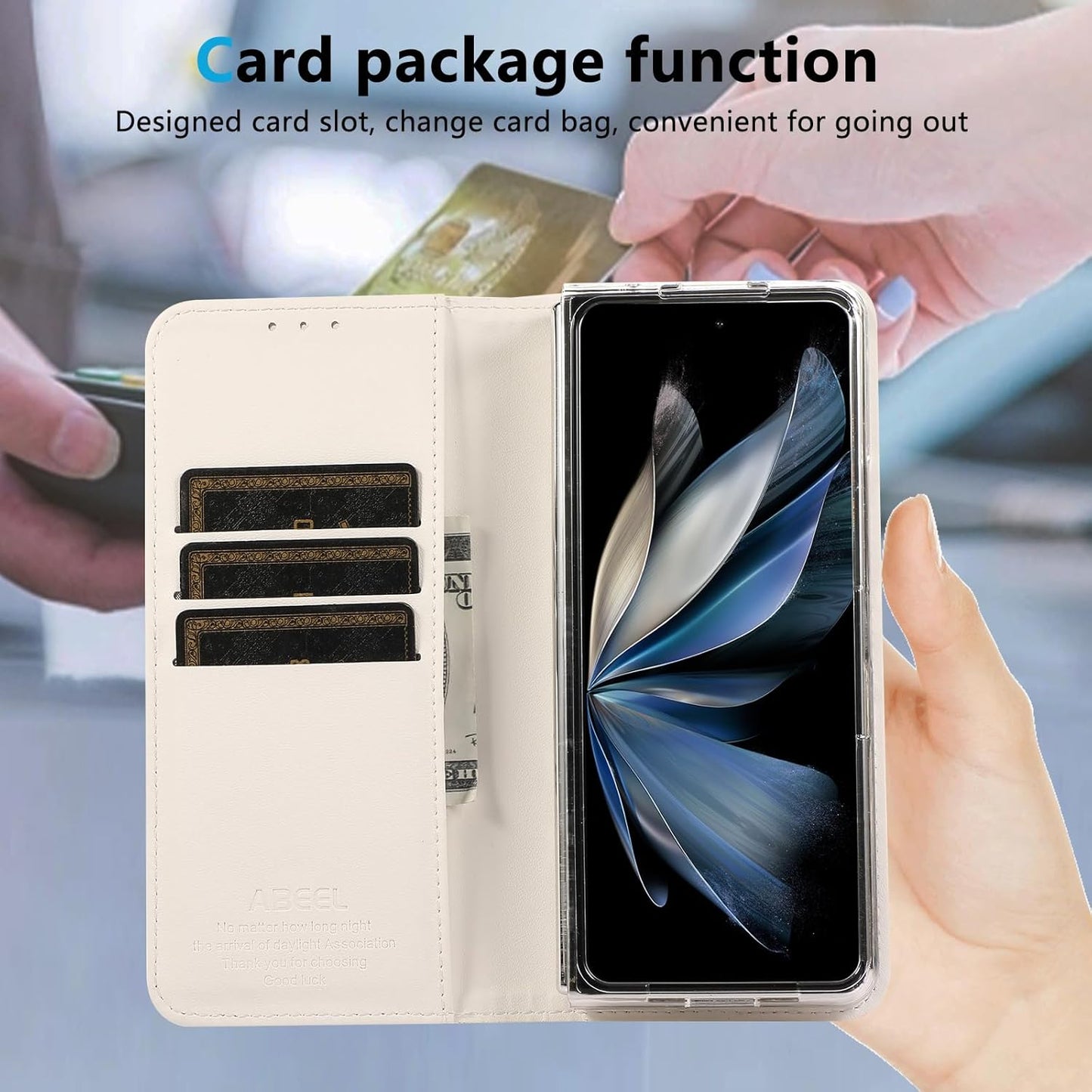 iTape Magnetic Leather Case for Samsung Galaxy Z Fold6, RFID Anti-theft Wallet Phone Case, Multi-Card Slot Magnetic Flip Cover Black