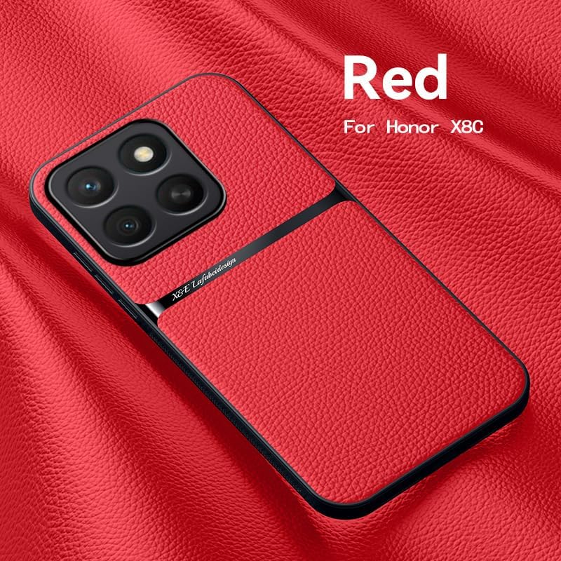 iTape Leather phone case suitable for Honor X8c, soft touch, shockproof, dustproof, anti-slip phone case magnetic car mount Wireless charging navy