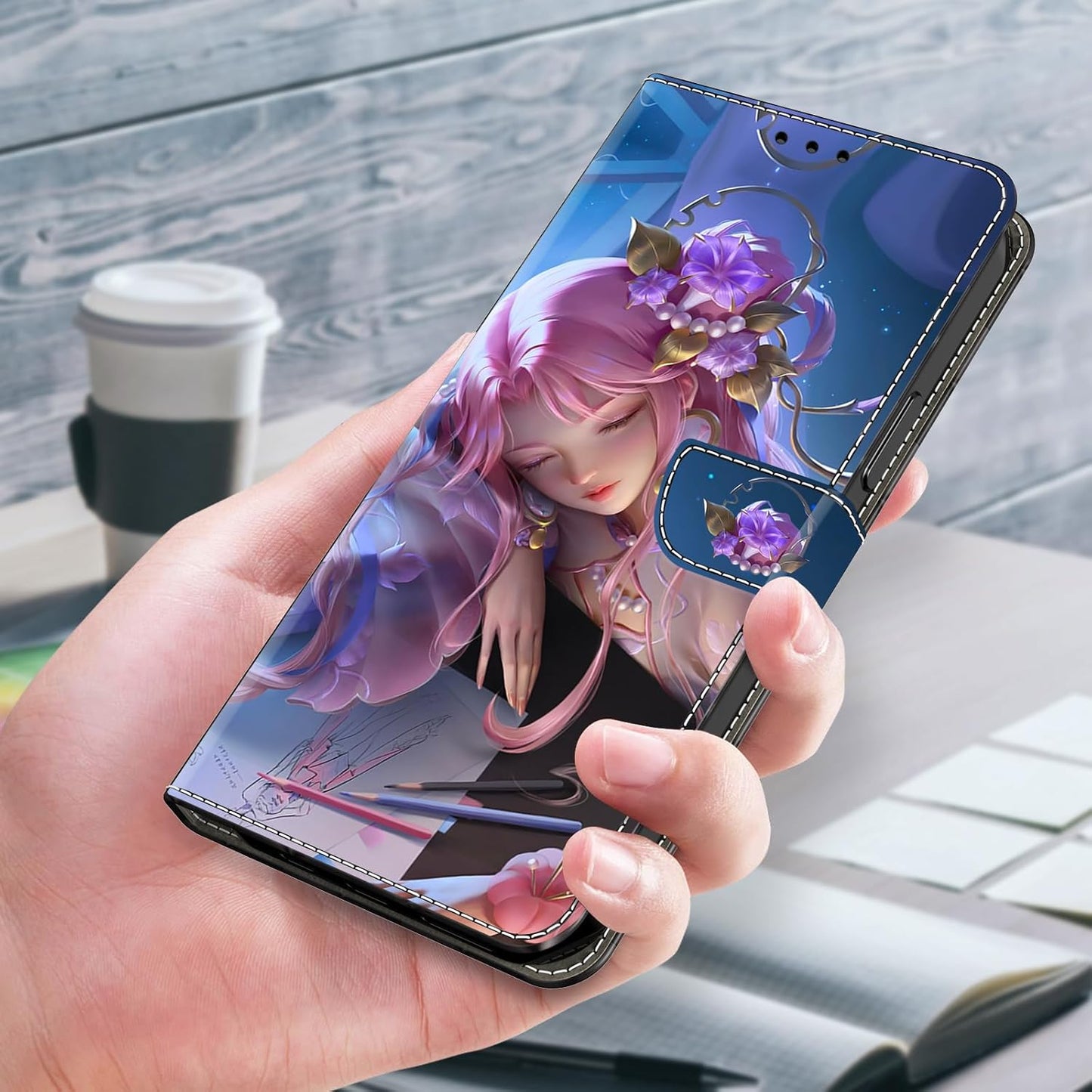 iTape Graffiti wallet phone case for Google Pixel 9, shockproof phone case, card slot wallet, flip stand phone case