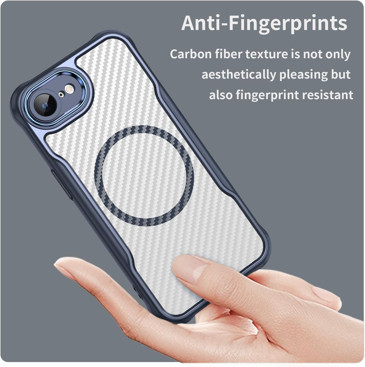 Magnetic carbon fibre case for iPhone 16E, support wireless charging, carbon fibre shockproof slim case Purple