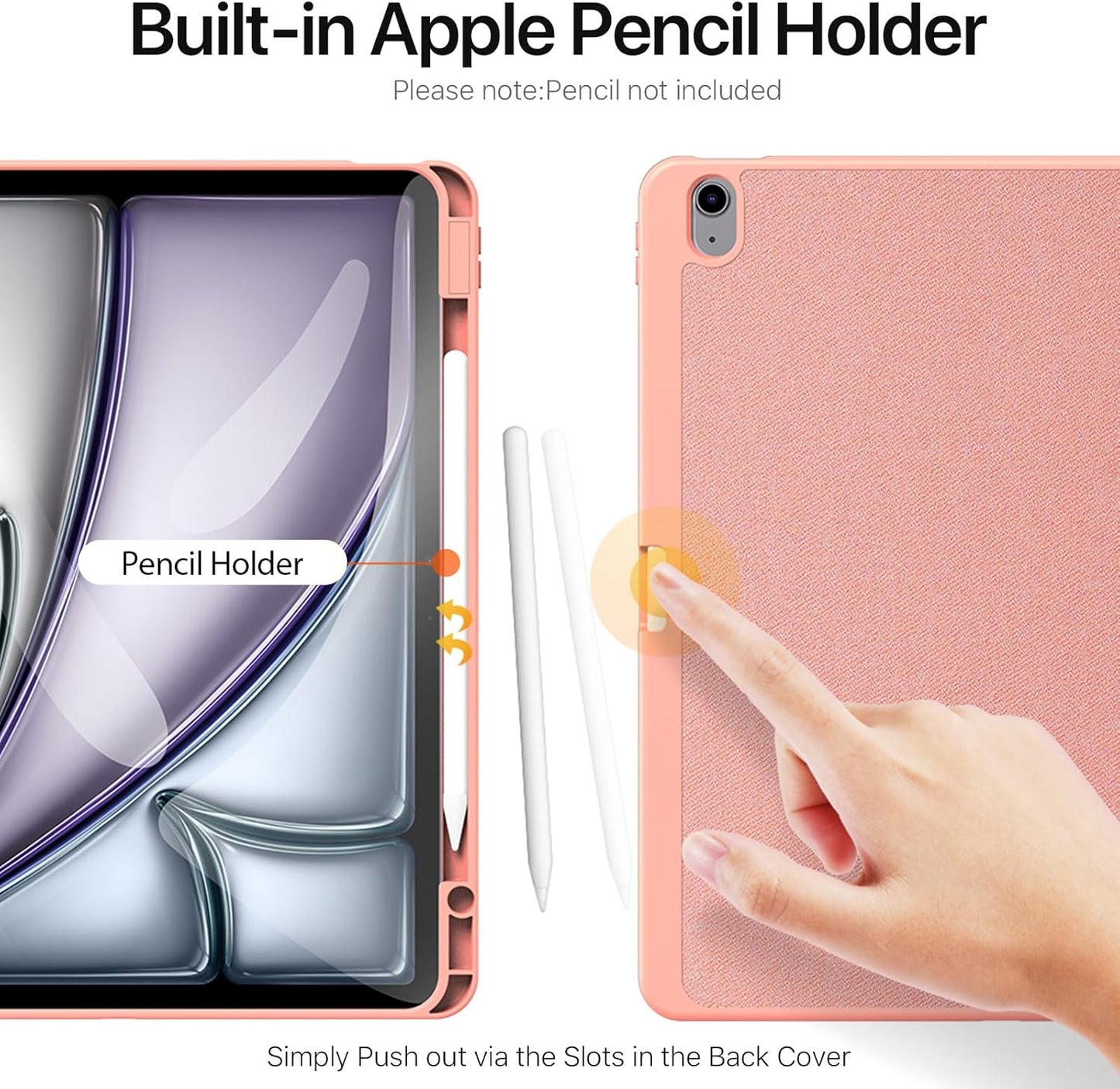 Magnetic Case for iPad Air 13-inch(2025（2024） - [Built-in Pen Holder] Multi-angle Viewing Hard Shell Smart Stand Case, Auto Sleep\/Wake Pink
