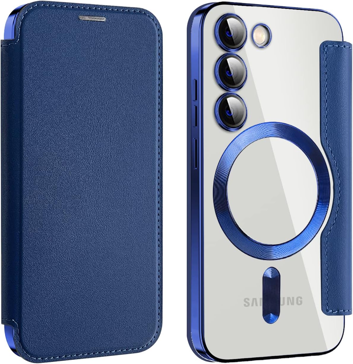 iTape Wallet phone case suitable for Samsung Galaxy S23 with [Credit Card Holder][RFID Blocking], compatible with magnetic wireless charging Green