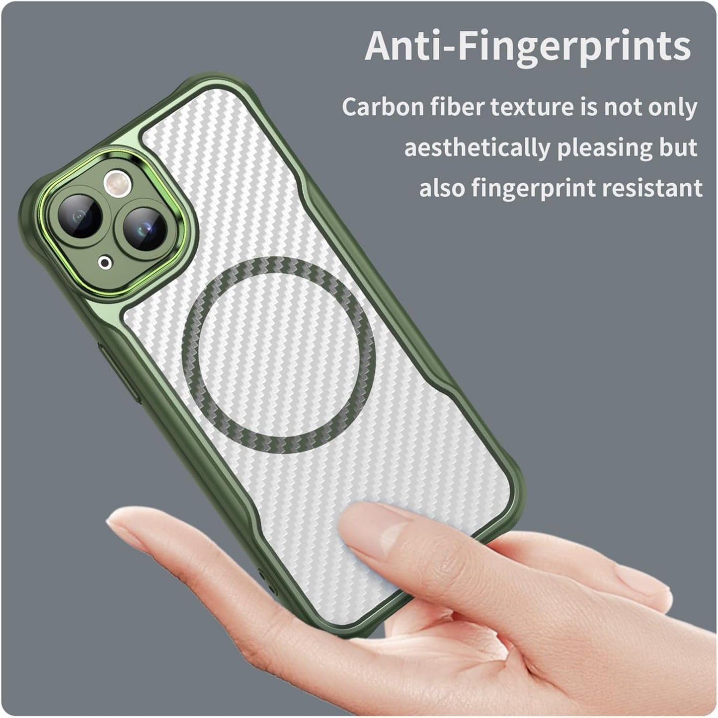 Magnetic carbon fibre case for iPhone 14, support wireless charging, carbon fibre shockproof slim case Black