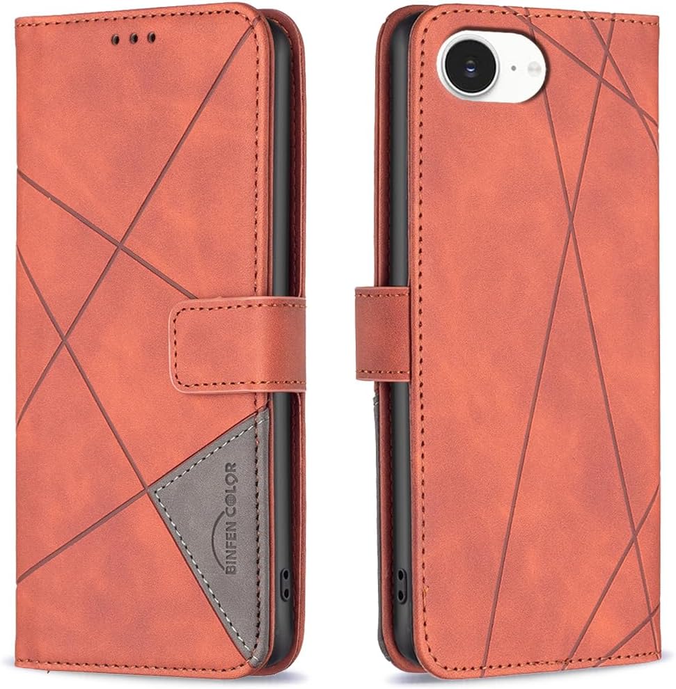 Denim pebbled phone case for iPhone 16E, magnetic buckle wallet case, flip-top stand for shock protection Red