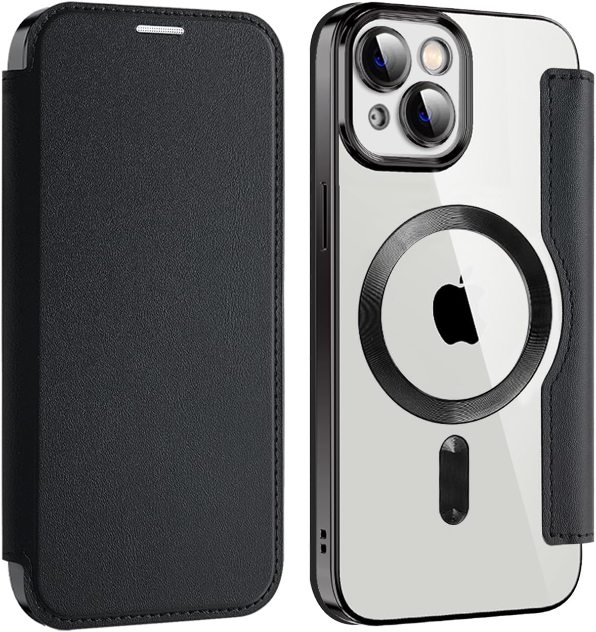 Wallet phone case suitable for iPhone 13 with [Credit Card Holder][RFID Blocking], compatible with magnetic wireless charging Green