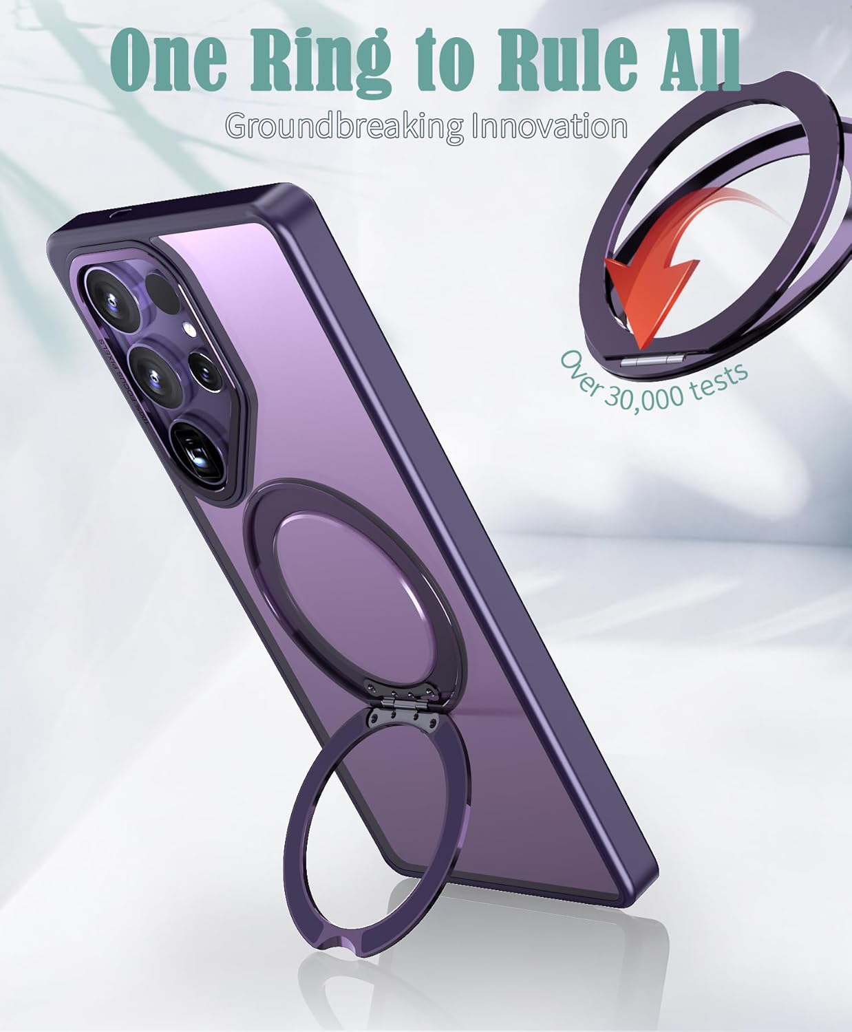 iTape Magnetic phone case for Samsung Galaxy S25 Ultra, 360° rotating bracket supports wireless charging, shockproof ultra-thin shell Pink