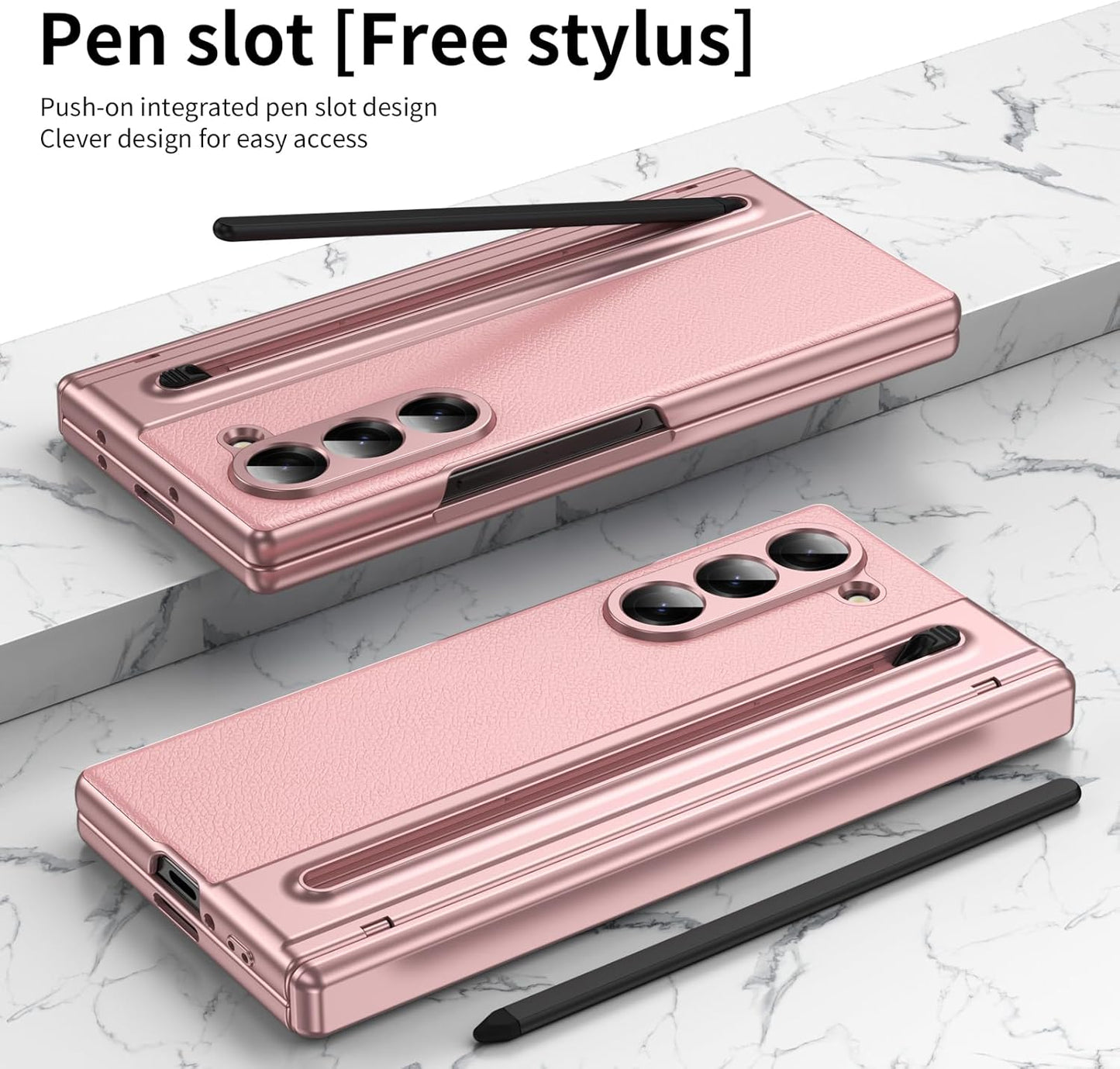 Lightweight phone case for Samsung Galaxy Z Fold6, hinged case supports wireless charging with lens protection, screen protector, complimentary stylus, drop-proof and fingerprint resistant