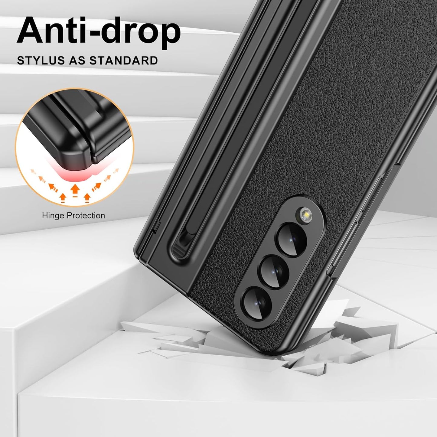 iTape Lightweight phone case for Samsung Galaxy Z Fold4, hinged case supports wireless charging with lens protection, screen protector, complimentary stylus, drop-proof and fingerprint resistant Blue