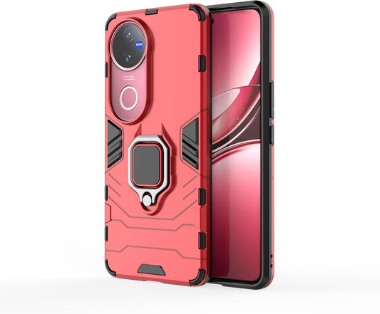 iTape is specially designed for vivo V50 5G phone case, military grade shockproof protective phone case with reinforced metal ring stand for vivo V50 5G Car magnetic holder Red