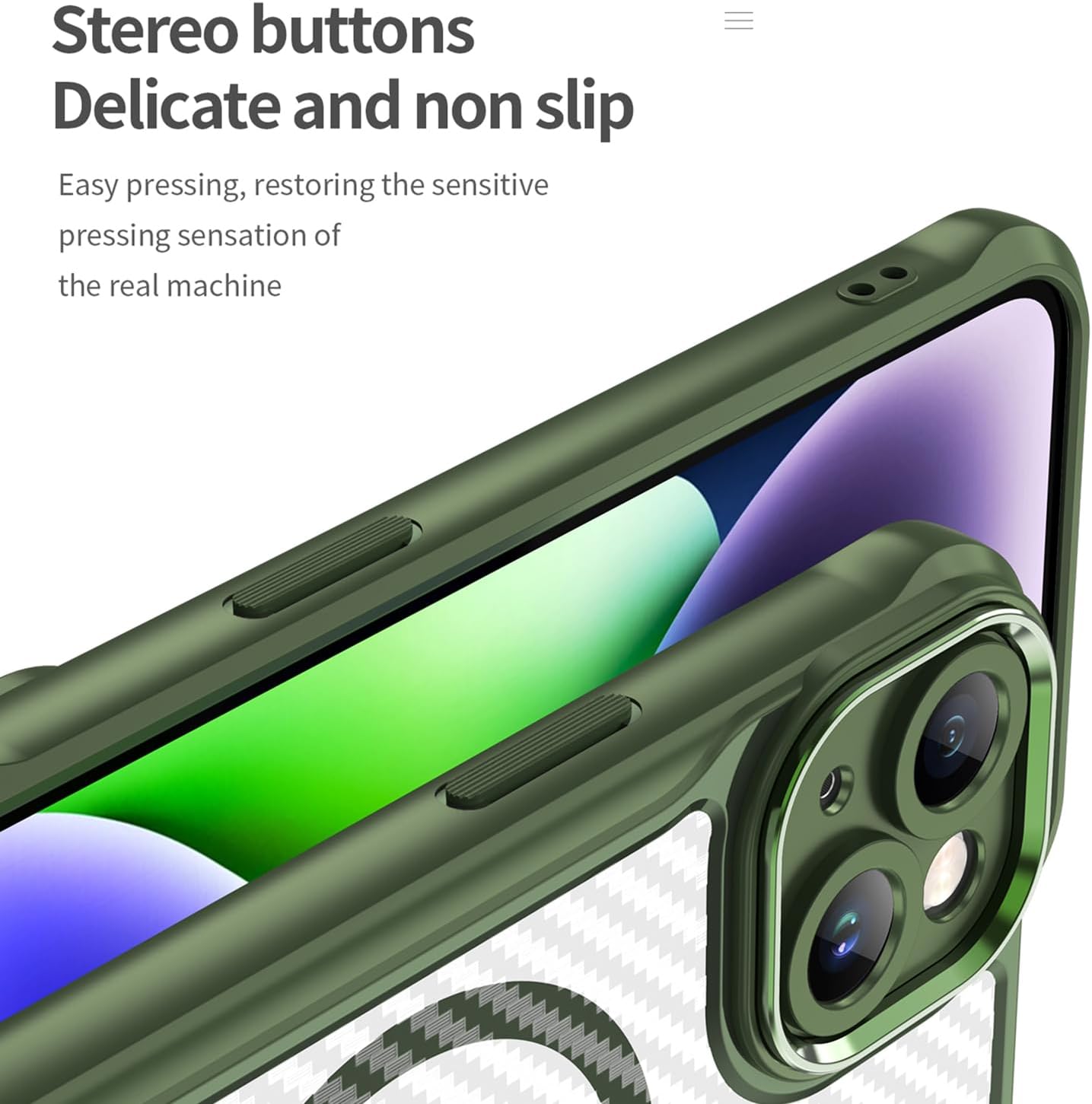 Magnetic carbon fibre case for iPhone 14, support wireless charging, carbon fibre shockproof slim case Black