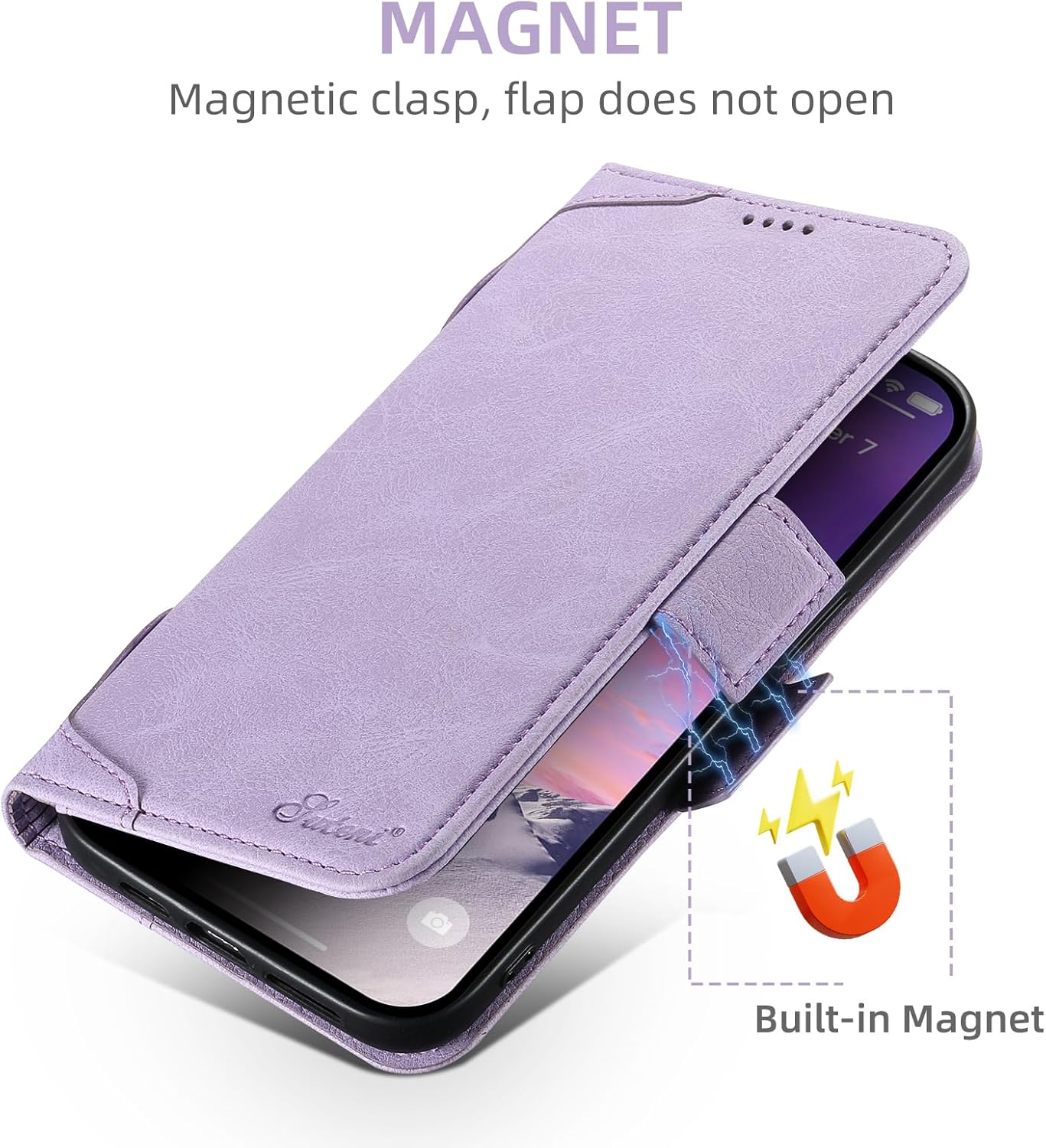 Wallet Case for iPhone 13 Pro Magsafe Charger Compatible, Magnetic Buckle Leather Case, Card Slot Stand Shock Cover Black