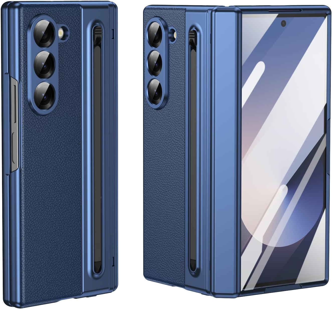 Lightweight phone case for Samsung Galaxy Z Fold6, hinged case supports wireless charging with lens protection, screen protector, complimentary stylus, drop-proof and fingerprint resistant