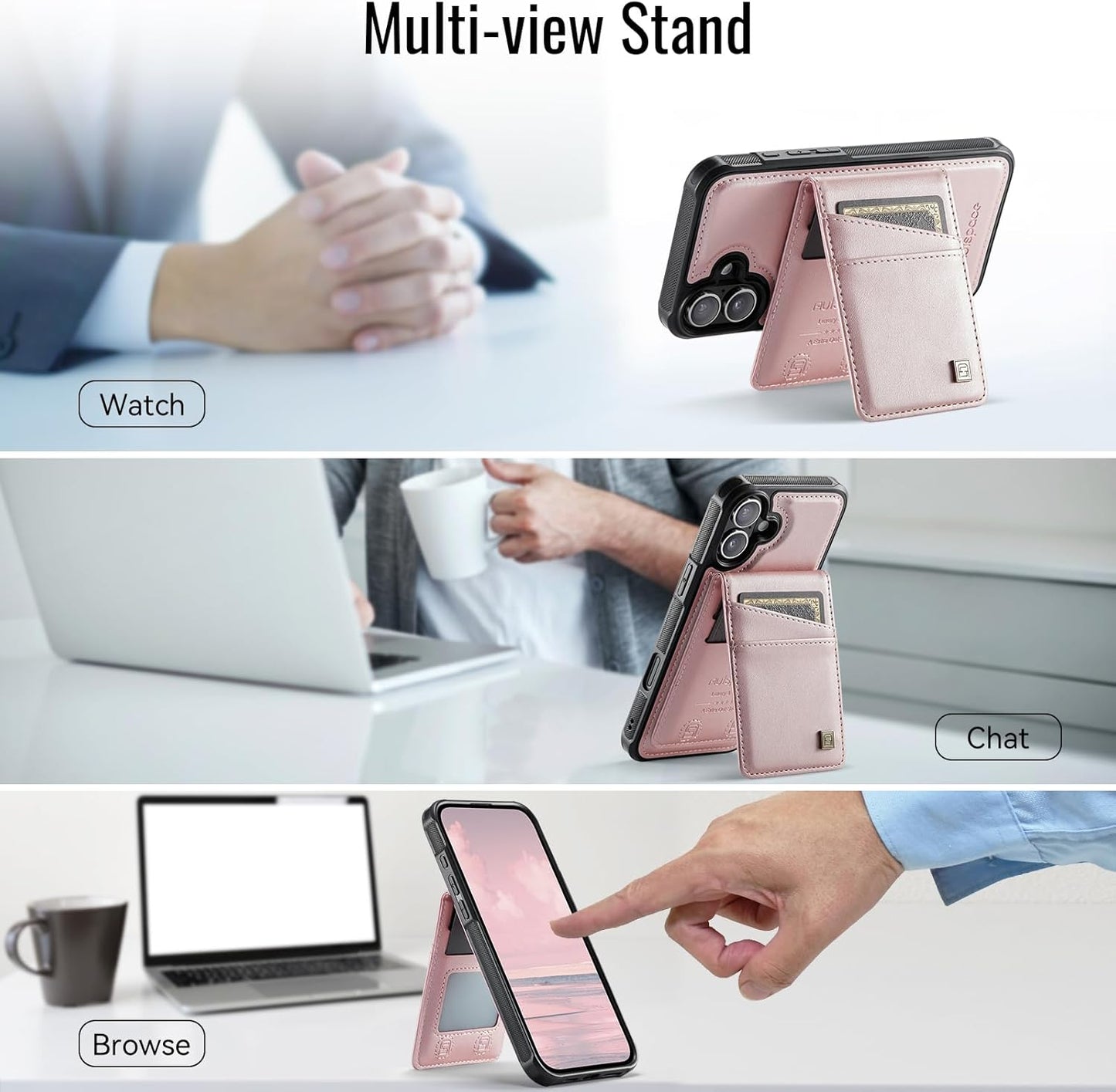 Up and down card holder mobile phone case suitable for iPhone 16, RFID (anti-theft), supports car magnetic suction function, card slot wallet holder Blue