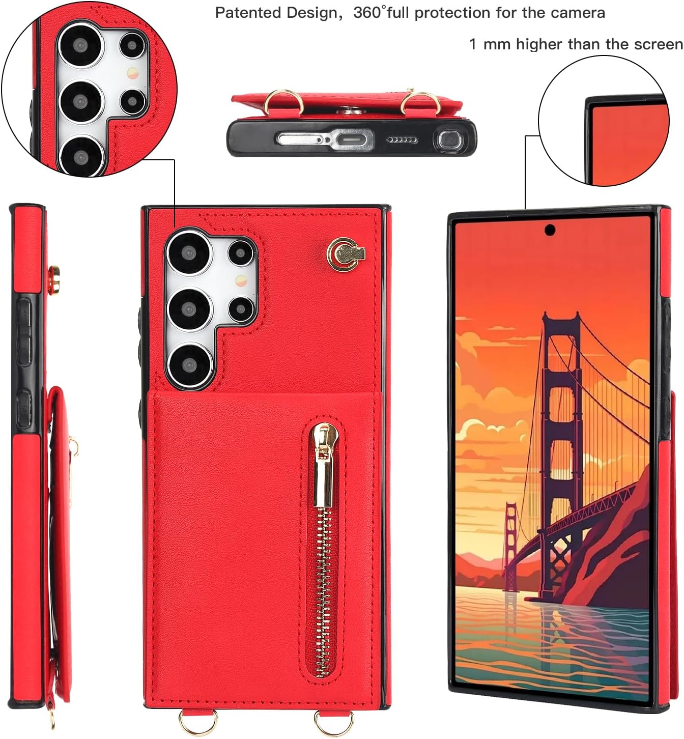 iTape Samsung Galaxy S24 Ultra Case Wallet, Zipper Coin Pouch, Credit Card Slot Holder, Wrist Strap, Samsung Galaxy S24 Ultra Case Adjustable Crossbody Lanyard [RFID Blocked]