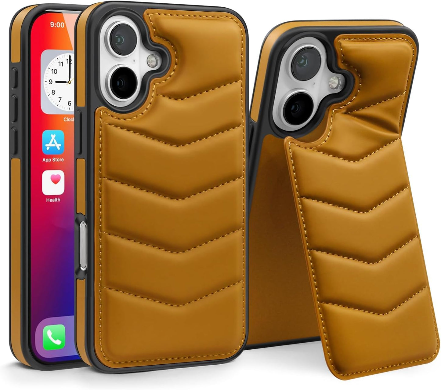 Lycra Down Phone Case for iPhone 16 Plus with [Credit Card Holder] [RFID] Invisible Flip Holder, Magnetic car mount, waterproof and drop-proof, comfortable to hold Green