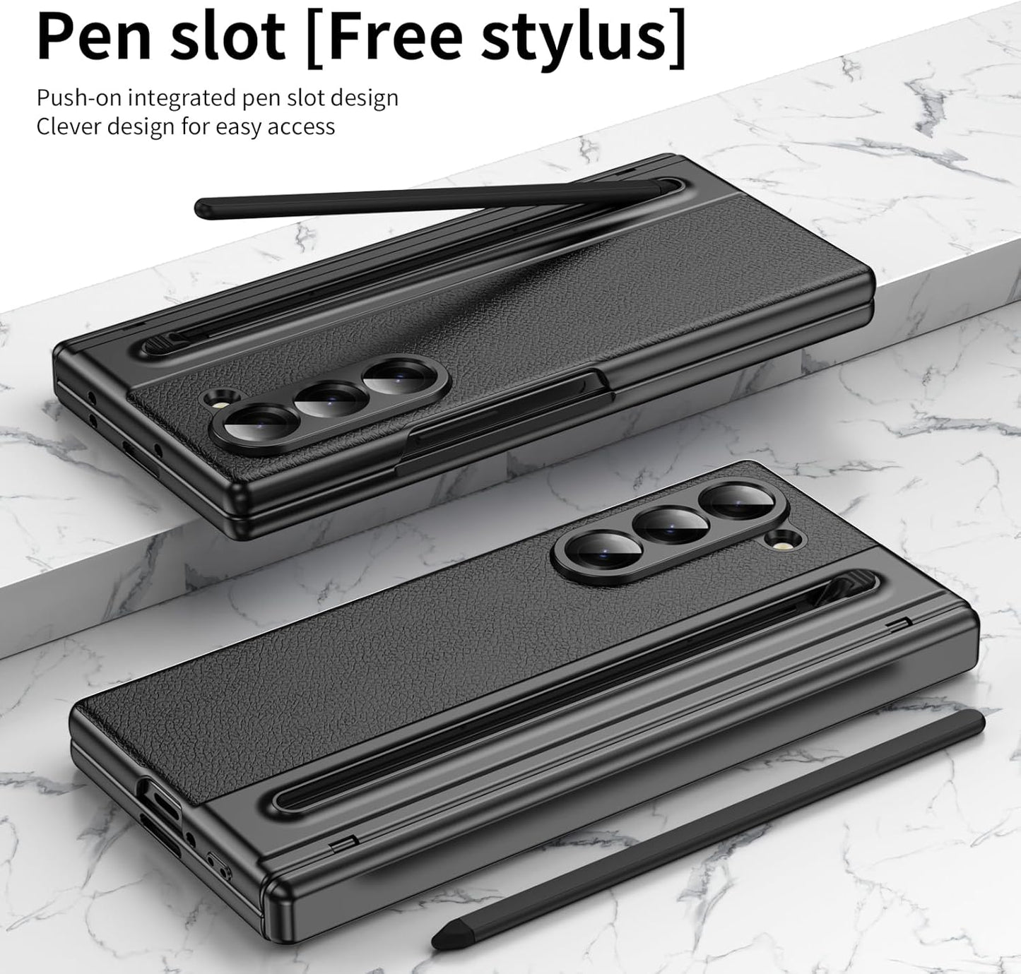 Lightweight phone case for Samsung Galaxy Z Fold6, hinged case supports wireless charging with lens protection, screen protector, complimentary stylus, drop-proof and fingerprint resistant