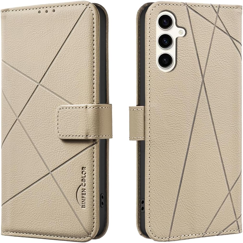 iTape Wallet phone case for Samsung Galaxy S23FE, RFID anti-theft wallet, pressed edge leather case flip cover stand Green