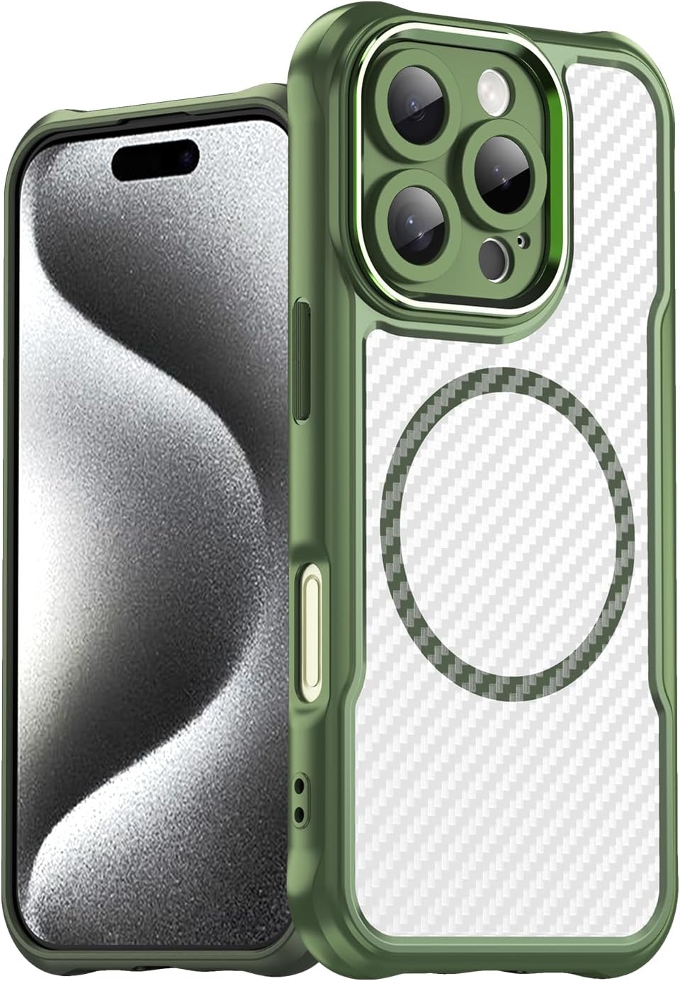 Magnetic carbon fibre case for iPhone 16 Pro, support wireless charging, carbon fibre shockproof slim case Purple