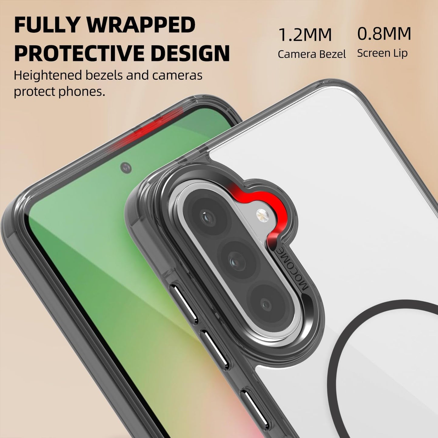 iTape Magnetic transparent phone case for Samsung Galaxy A36, supports wireless charging, military-grade drop-proof, compatible with Samsung Galaxy A36 Car magnetic bracket