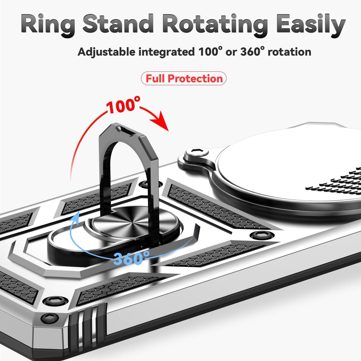 Magnetic Car Mount 2 in 1 Phone Case for Xiaomi Redmi Note 14 Pro+ 5G, Military Grade Protective Case, Phone Case Built-in 360° Rotating Ring Bracket Buckle Push Window Lens Protection