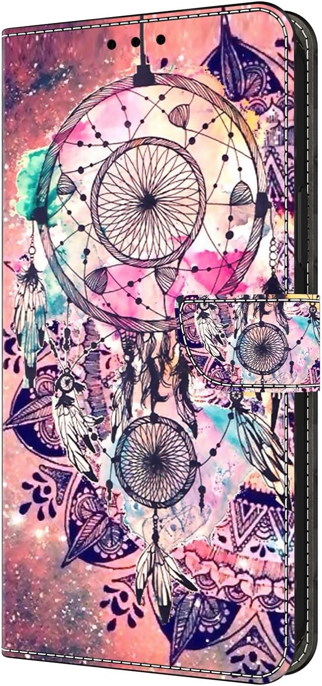 Graffiti wallet phone case for iPhone 16E, shockproof phone case, card slot wallet, flip stand phone case Mandala animal feather pattern