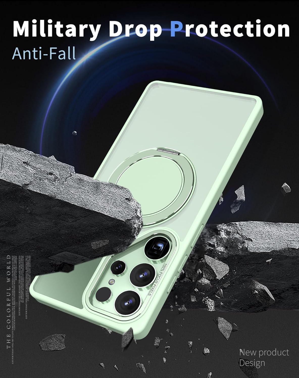 iTape Magnetic phone case for Samsung Galaxy S25 Ultra, mechanical gear 360° rotating bracket supports wireless charging, shockproof ultra-thin shell Gray