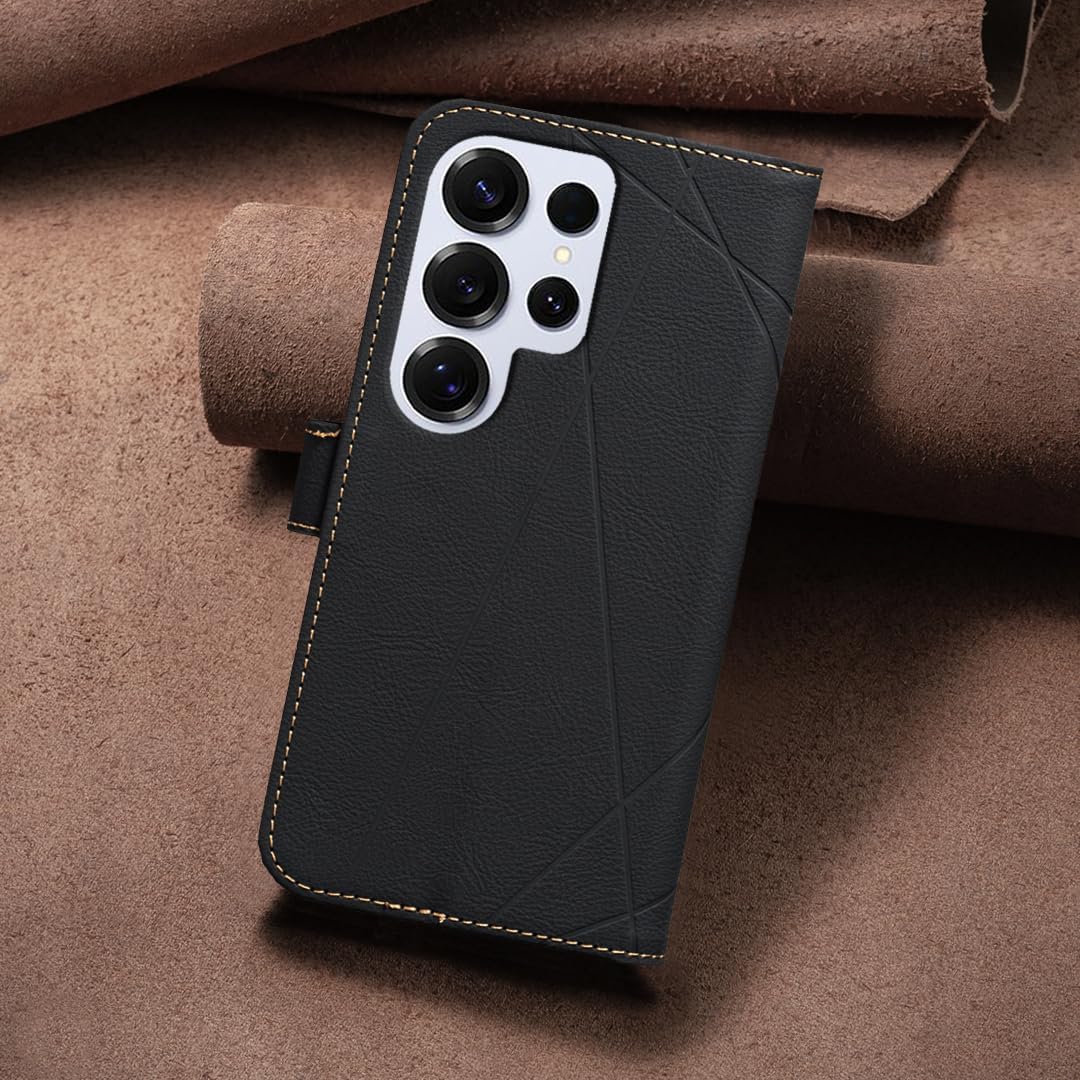 iTape Wallet phone case for Samsung Galaxy S25 Ultra, RFID anti-theft wallet, pressed edge leather case flip cover stand Red