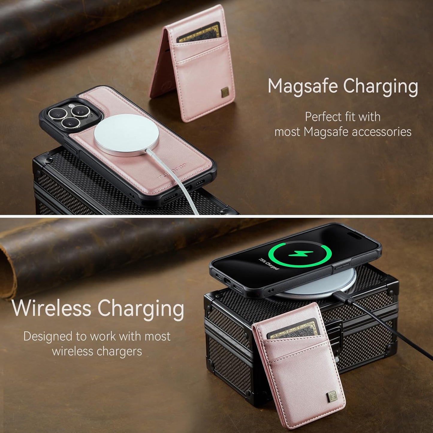 Up and down card holder mobile phone case suitable for iPhone 14 Pro max, RFID (anti-theft), supports car magnetic suction function, card slot wallet holder Black