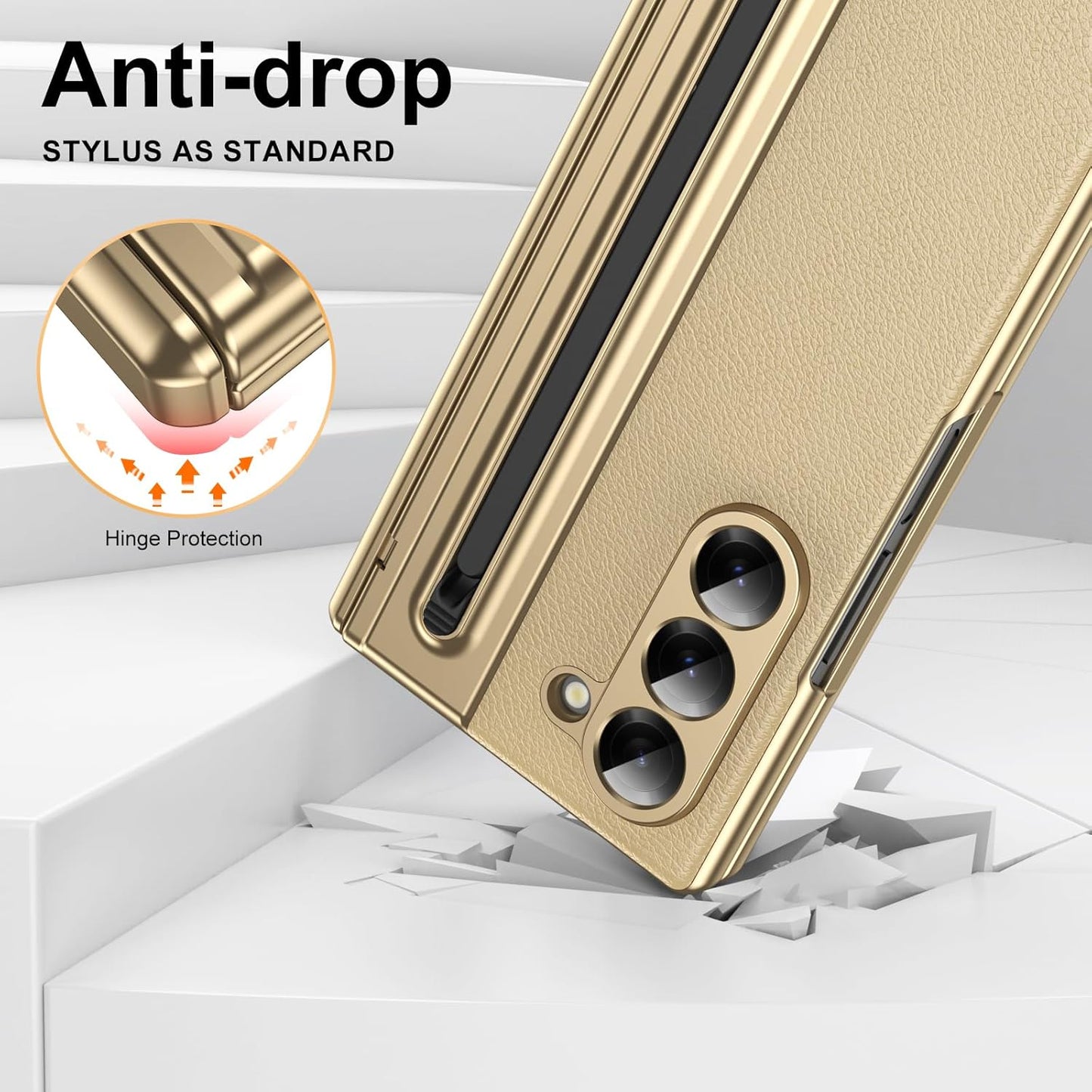 Lightweight phone case for Samsung Galaxy Z Fold6, hinged case supports wireless charging with lens protection, screen protector, complimentary stylus, drop-proof and fingerprint resistant